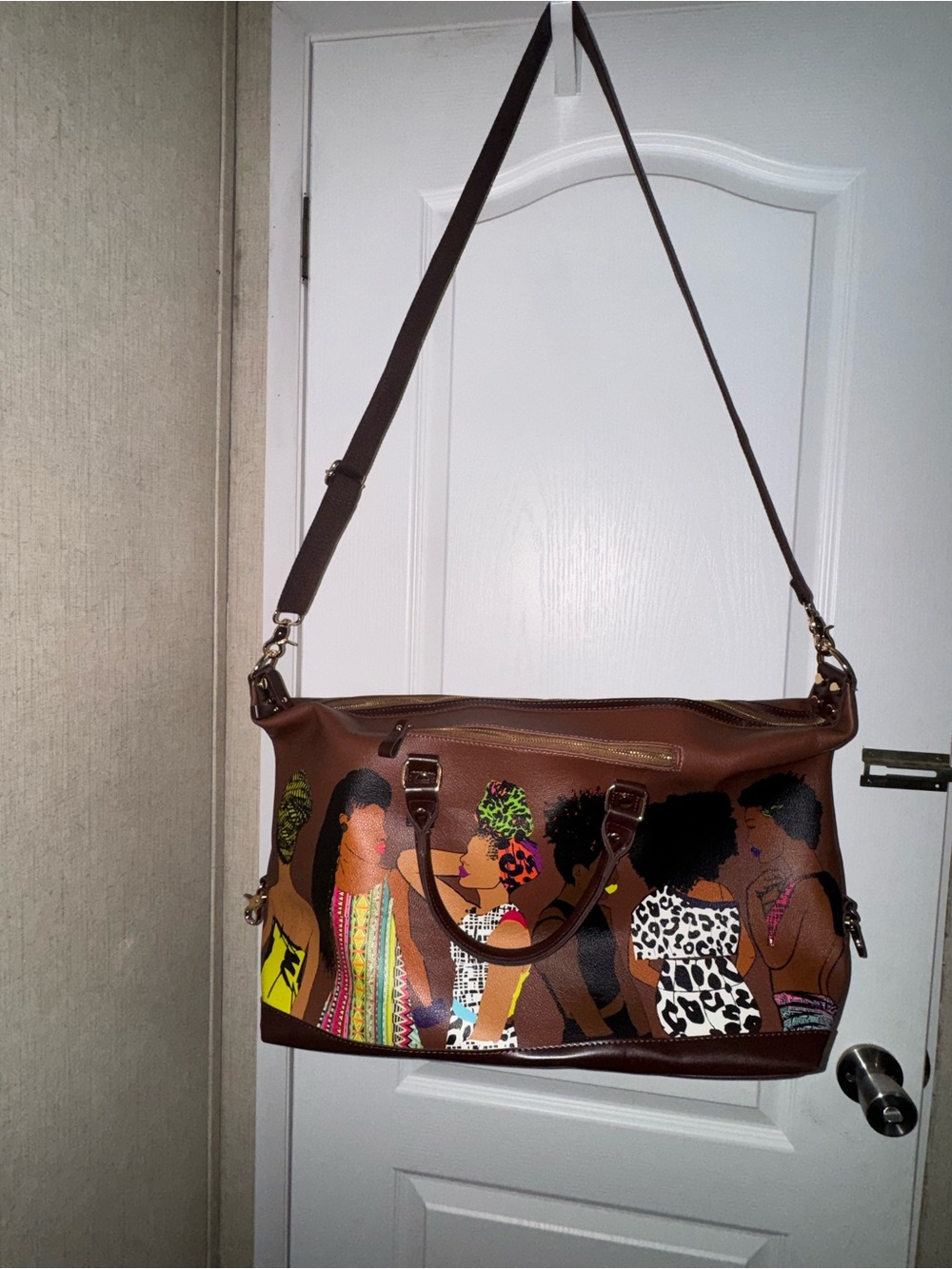 Brown Illustrated Women's Shoulder Tote Bag